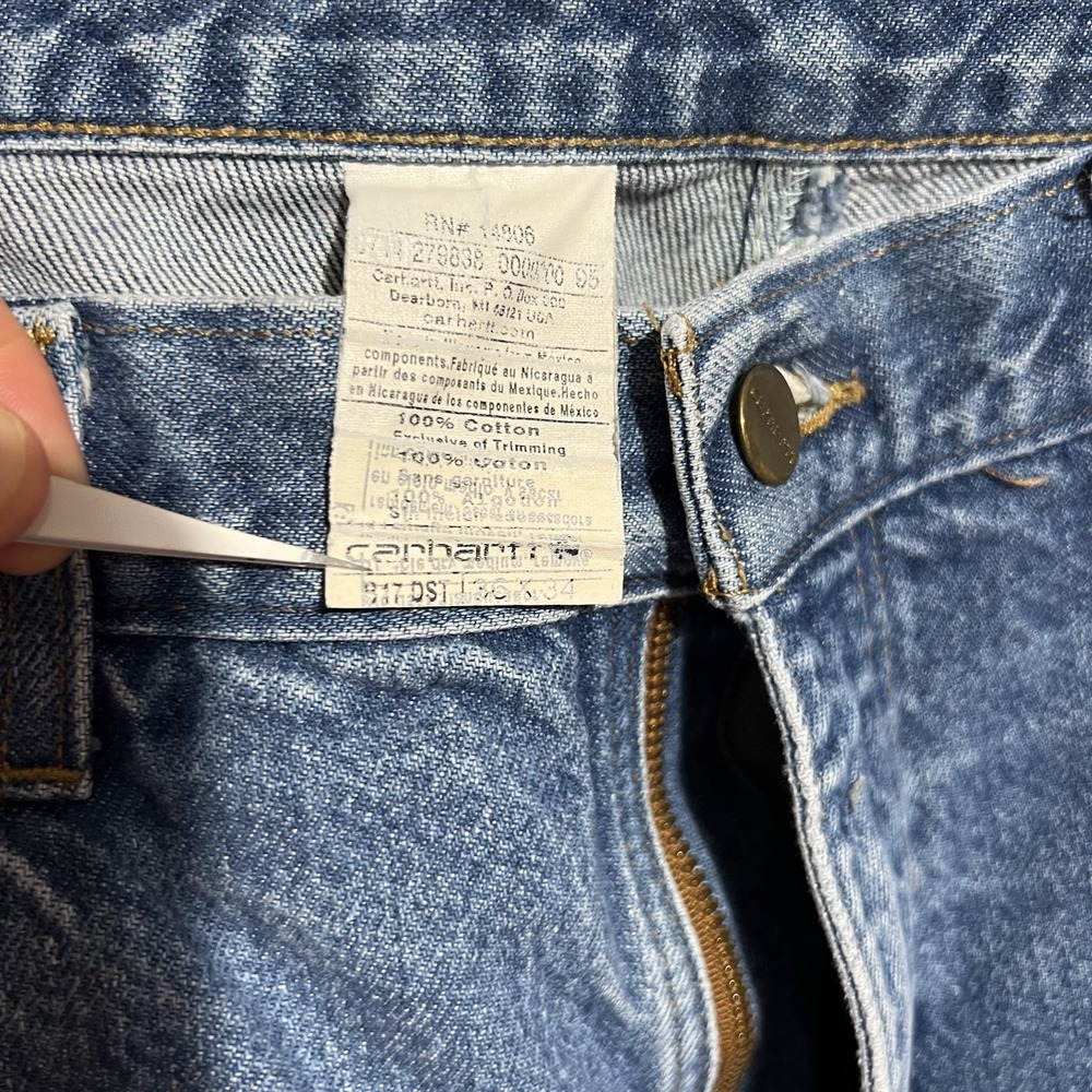VTG Y2K‎ Carhartt B17 DST Light Washed Blue Denim Work Jeans Size 36x34 - Picture 8 of 10